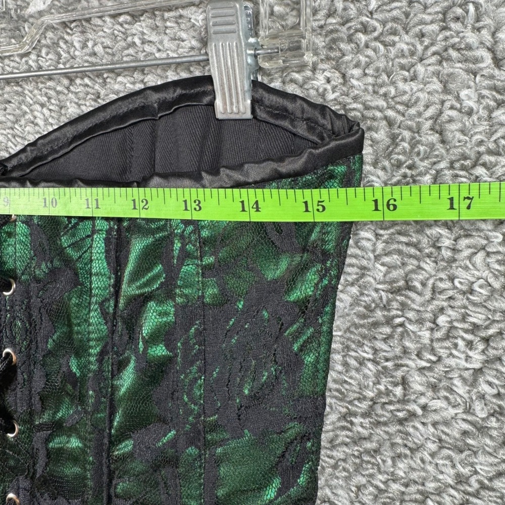 Daisy Corsets Lavish Green Lace Front Zip Overbust Boned Cincher Bustier Large - Picture 8 of 12